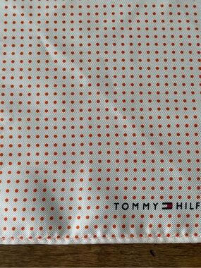 NWOT Tommy Hilfiger 100% Silk White w/Mini Red Dots Pocket Square